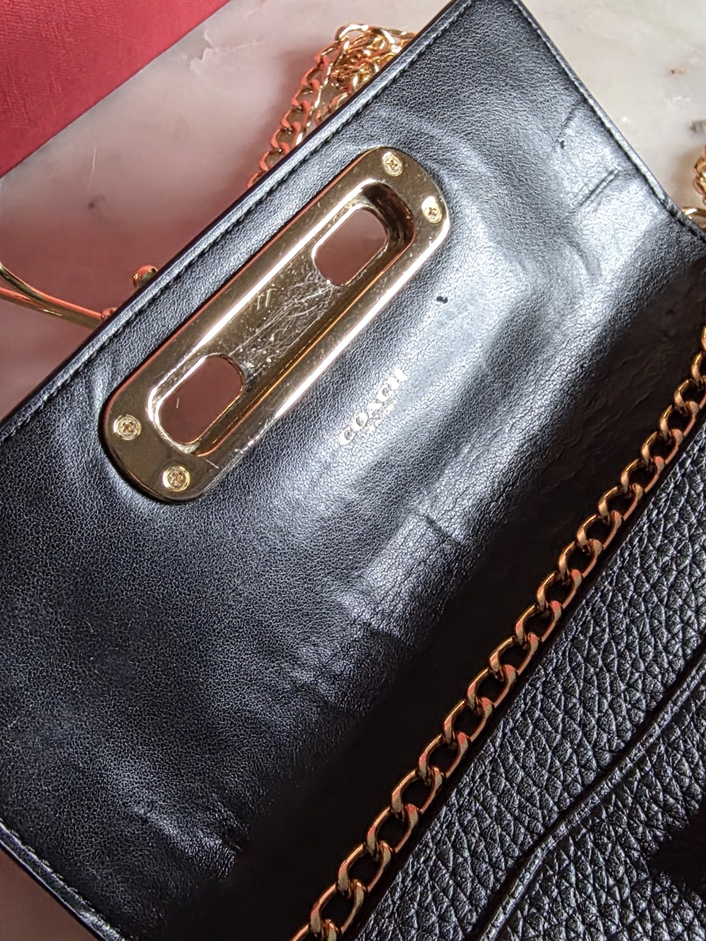 Rare Coach Black Pebbled Leather W/ Double turnlock Gold Plate Wallet - Picture 8 of 16